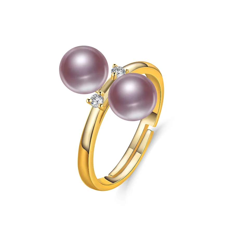 VEAMOR уникальный дизайн кольцо с двумя жемчужинами натуральный жемчуг ювелирное