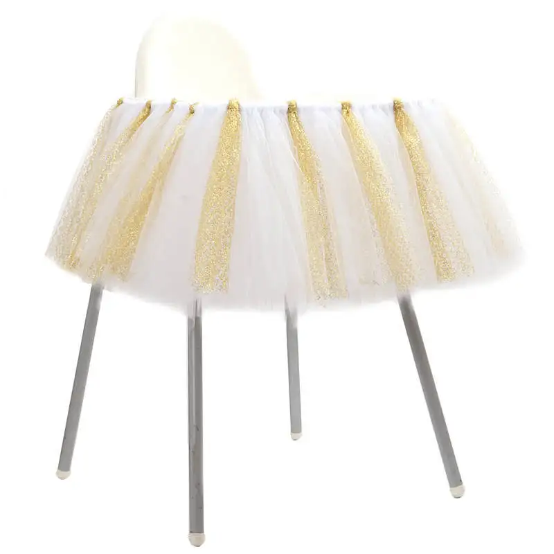 

91*35cm Tutu Tulle Table Skirts High Chair Decor Baby Shower Decorations for Boys Girls Party Set 1st Birthday Party Supplies