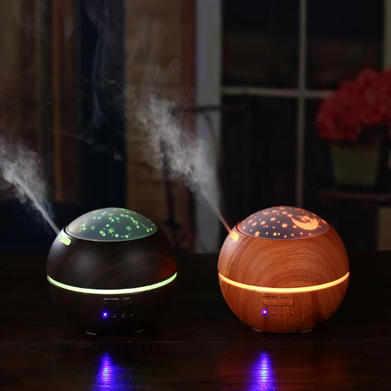 

150ml Essential Oil Diffuser Wood Grain Color LED Projector Ultrasonic Aromatherapy Humidifier Home Aroma Air Humidifiers