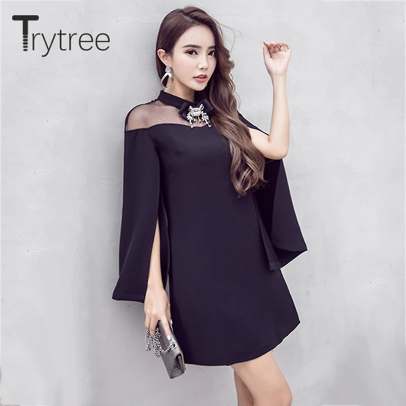 Trytree лето осень формальное платье женское трапециевидной формы полиэстер сетка