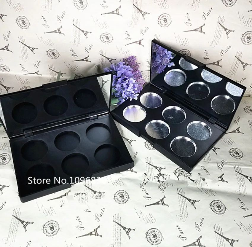 

10PCS Matte Black Cosmetic Powder Case with Aluminum Palette Pans Mirror Empty Compact Containers for Eyeshdow Blush Lip Rouge