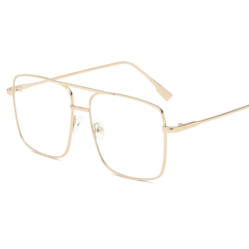 Optical Eye Glasses Frame Men Women Oversized Square Eyeglass Clear Lens Metal Frame Eyewear Accessories Prescription Glass