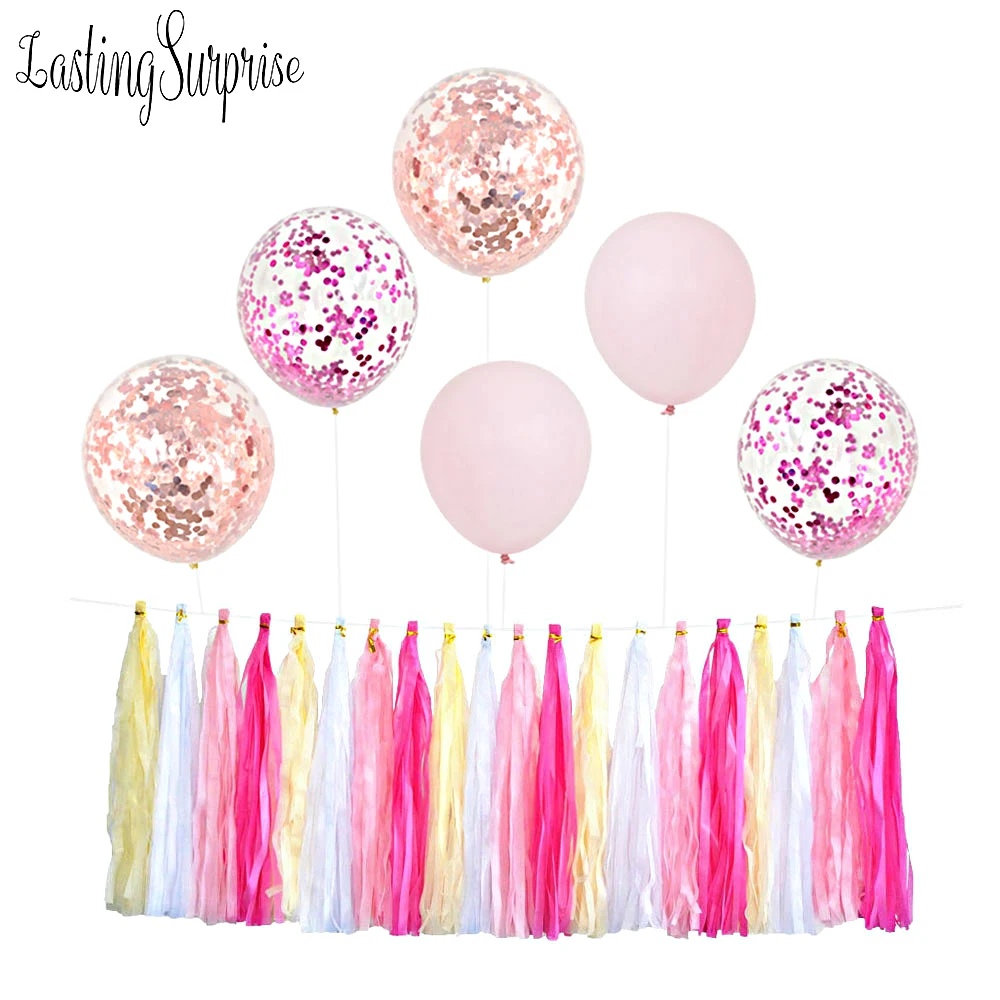 Набор розовых воздушных шаров с днем рождения девушки гелиевый баллон любовь