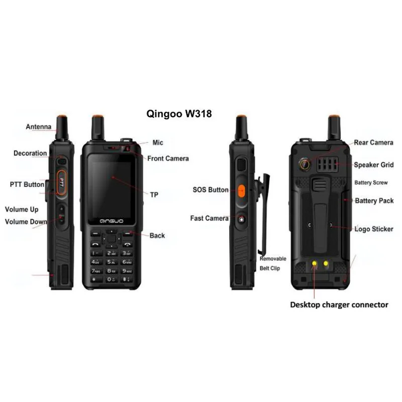 4G Android 6 0 Qingoo W318 POC рация телефон радио Телефон кошелек домофон Телефон|Рации| |