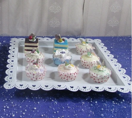 

365x365mm wrought iron cup cake dessert holder bread trays for wedding party home decoration