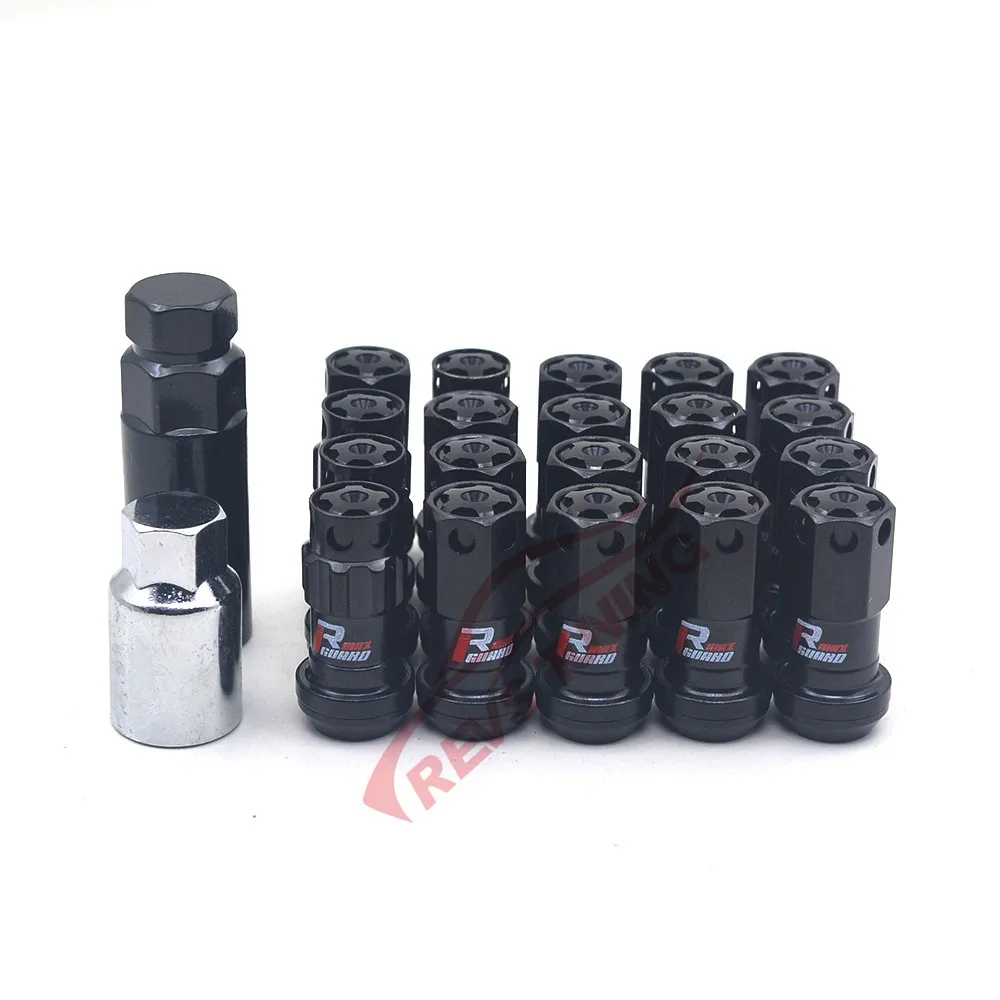 Золотая Кепка M12 12x1,5 12x1,25 безопасная гоночная композитная гоночная Гоночная машина обода колеса гайки фиксирующие гайки для Honda Toyota - Название цвета: Black