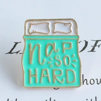 cartoon cute creative brooch nap so hard brooch green bed metal accessories jackets bag neutral jewelry couple small gift