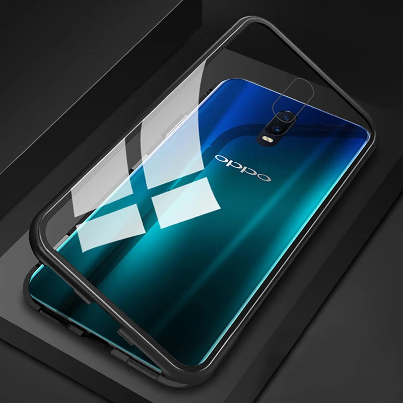Black Магнитный чехол для Oppo R15 чехол 360 чехол для Oppo R15 мечта Realme X XT 3 5 Pro A9 A5 A11X X2 K5 чехлы - Цвет: Black