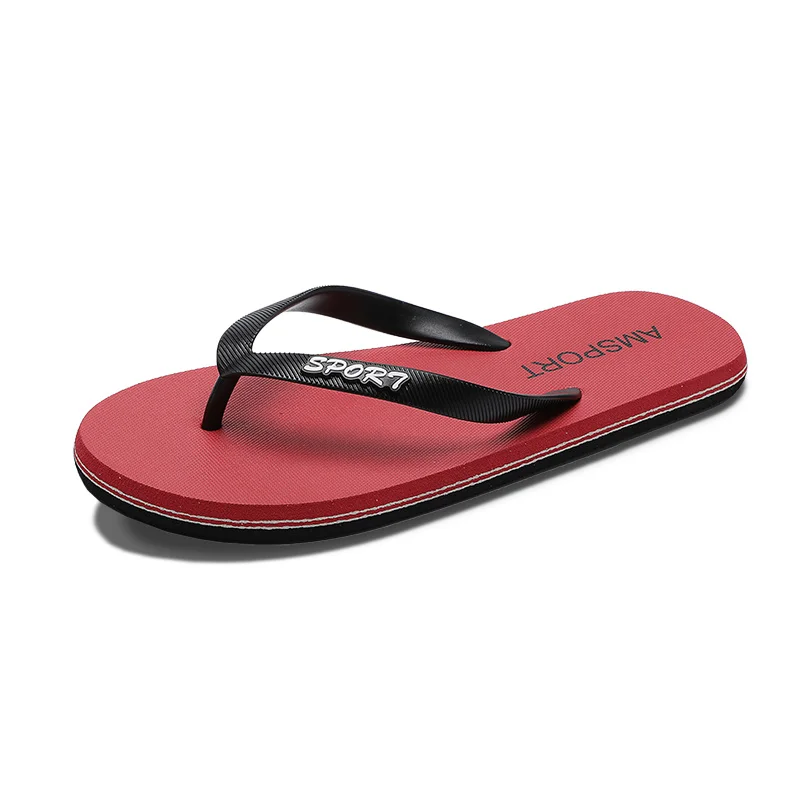 RED Chinelo Masculino Sandalias Hombre Erkek Terlik Ayakkabi; мужские вьетнамки с двойным сочетанием; уличные повседневные красивые тапочки Eva - Цвет: RED