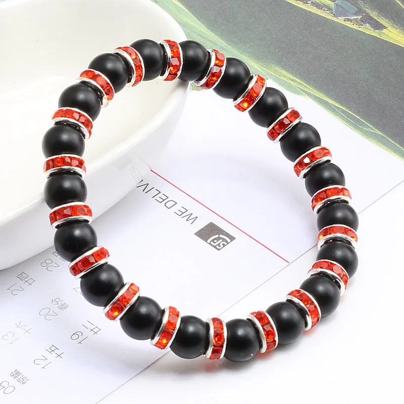 Trendy Lovers Natural Stone Bead Black Scrub Elastic Bracelets &amp Bangles Reiki Buddha Prayer For Women Men Jewelry | Украшения и