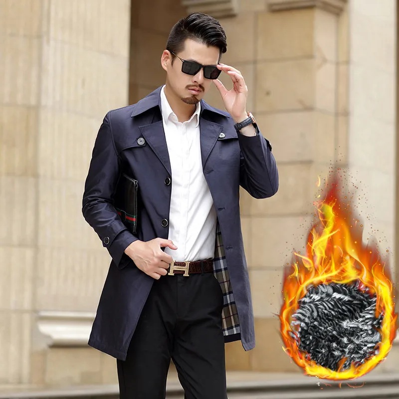 Thick Trench Coat Men Classic Single Breasted Mens Long Clothing Jackets &amp Coats British Style Overcoat | Мужская одежда