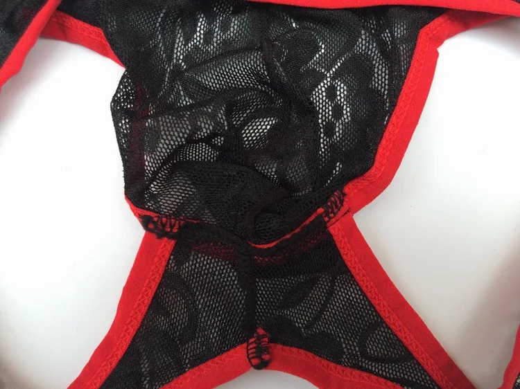 Сексуальные мужские стринги с открытой промежностью прозрачные кружевные