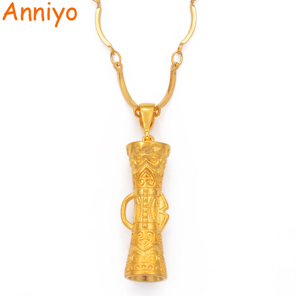

Anniyo Papua New Guinea Drum Pendant Necklaces Gold Color Jewelry PNG Ethnic Gift #061204