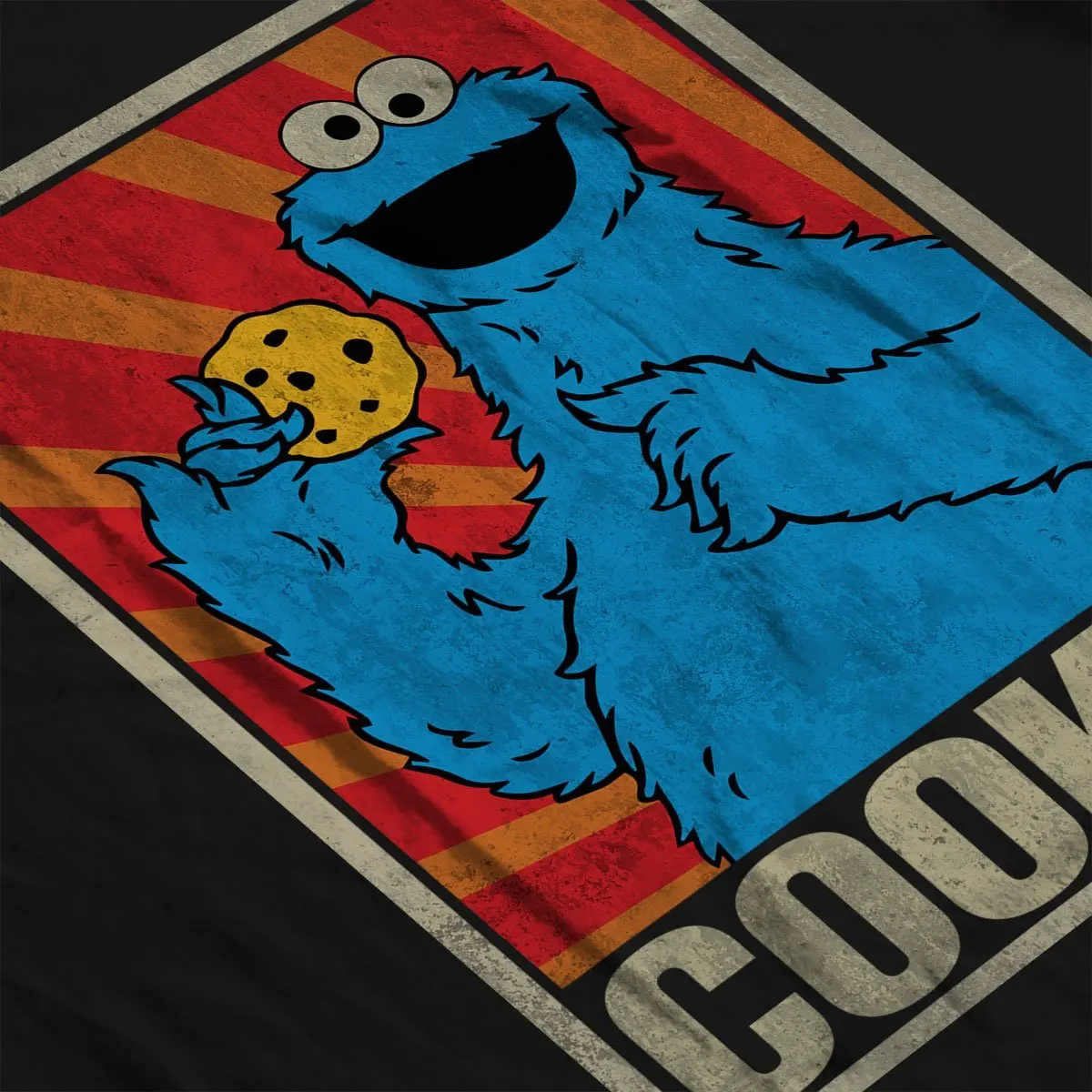 Черно белой печати Футболка Улица Сезам Cookie Monster советский Для мужчин