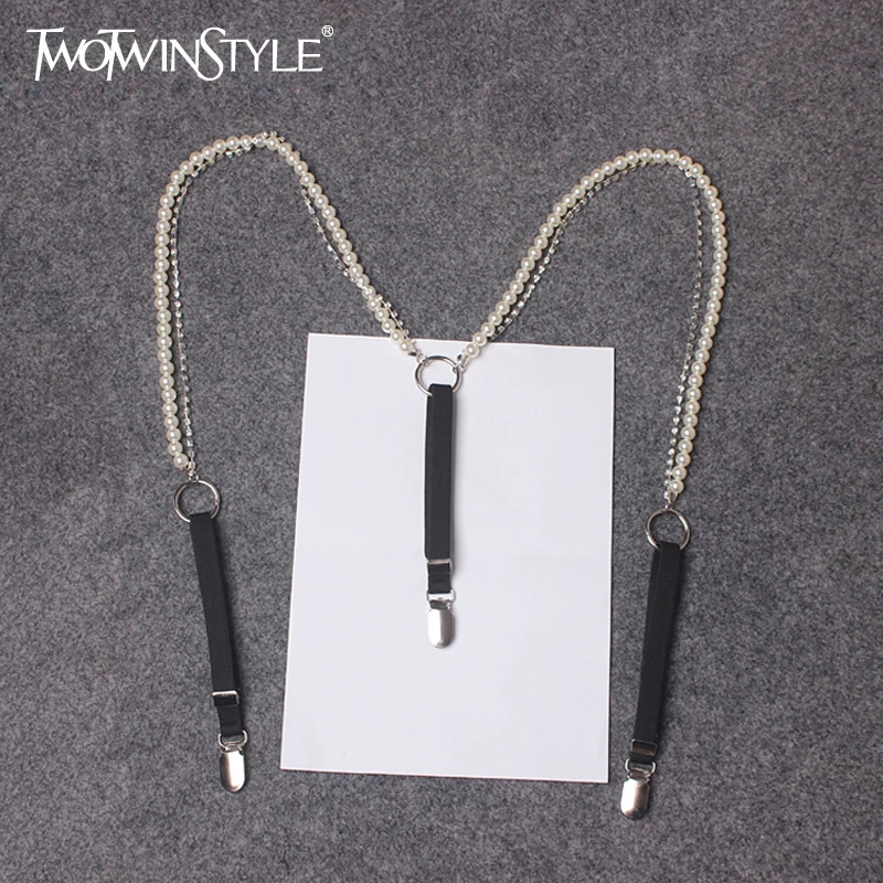 Женские Эластичные подтяжки TWOTWINSTYLE с жемчугом бисером бриллиантами для рубашки