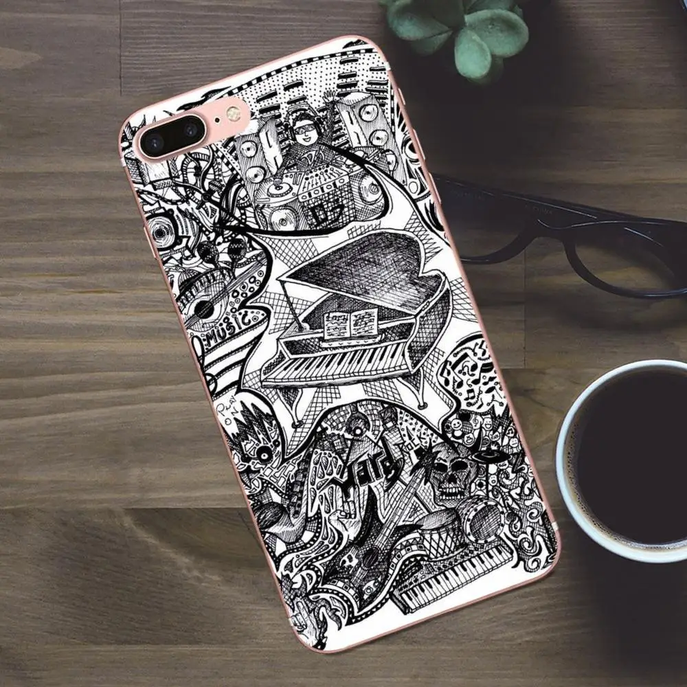 Doodle Art цветной музыкальный мягкий дизайн телефона для Huawei G8 Honor 5C 5X6 6X7 8 9 Y5II Mate P7 P8 P9