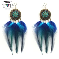boho earrings dangle feather earring cool gift vintage handmade long drop earrings indian jewelry pendientes bijuteria bijoux