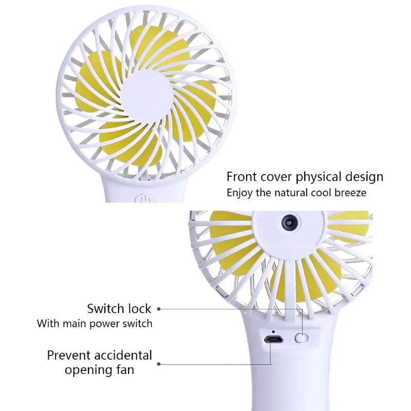 

MEXI 1PC Portable Handheld Cooling Fan USB Rechargeable Mini Cute Fan Handhold 3 Modes Speed Fan Air Cooler for Home Office