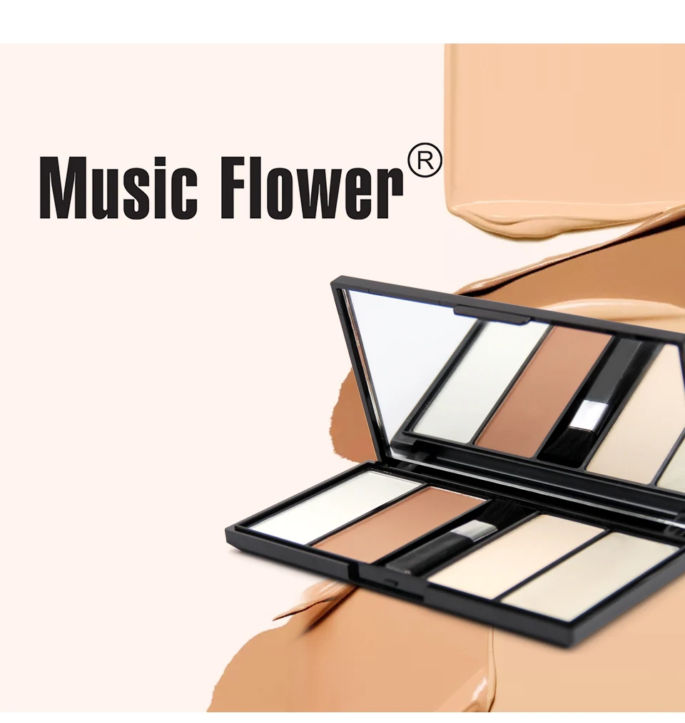 Music Flower 4 в 1 лица для румян для контура комплект стереоскопический мягкий и увлажняющий крем для лица идеальное покрытие женский макияж
