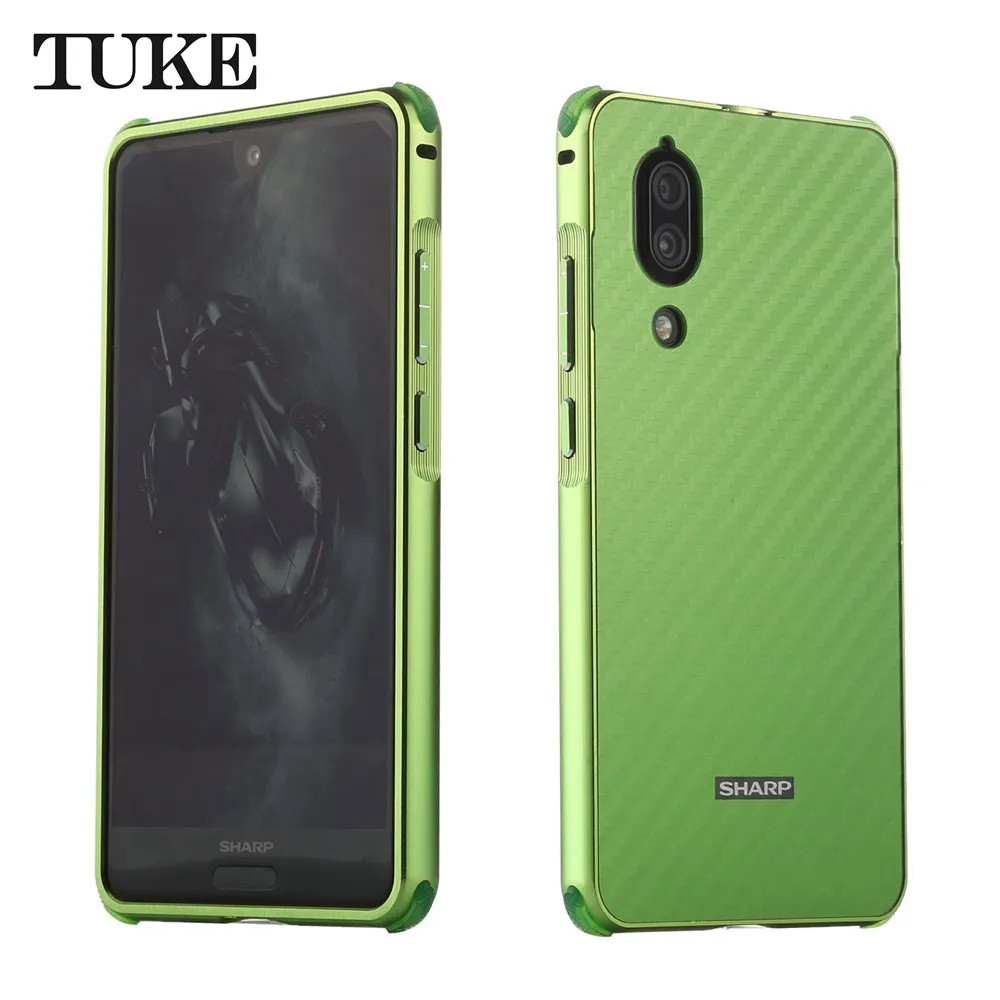 Зеленый TUKE для SHARP AQUOS S2 Para Coque металлический алюминиевый бампер+ матовый чехол 2 в 1 из углеродного волокна для Xiaomi MI6 Funda - Цвет: Зеленый