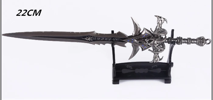 22 см или 30 см Высокое качество сплав Frostmourne меч инкрустированный синий бриллиант, WOW Lich King Arthas оружие Модель с носителем инструмента - Цвет: Белый