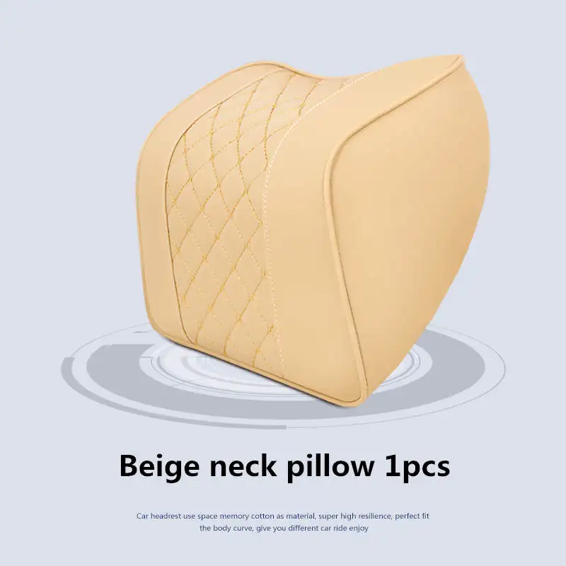 beige pillow 1pcs 4 цвета кожаный автомобильный поясной Сиденье Поддержка памяти хлопковый подголовник для сиденья поясничная подушка для водителя автомобиля с четыре сезона подушка - Цвет: beige pillow 1pcs