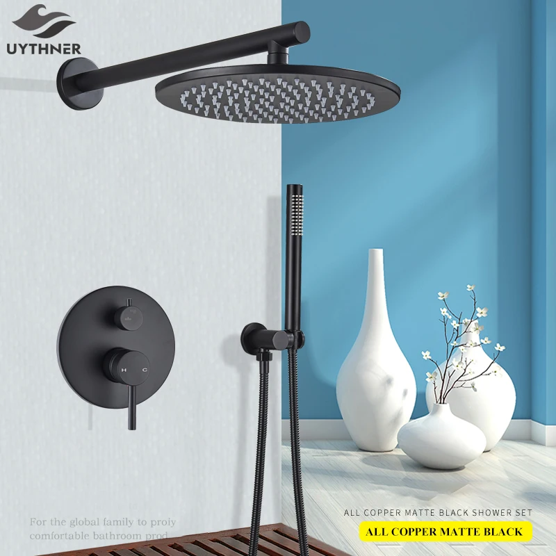 Новый матовый черный смеситель для душа ванной комнаты 8 &quot/10&quot/12 &quot/16&quot насадка