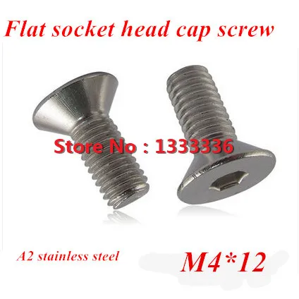 

200pcs M4*12 DIN7991 304 Stainless steel Flat (Countersunk) Head Drive Hexagon Socket Cap Screw Bolt