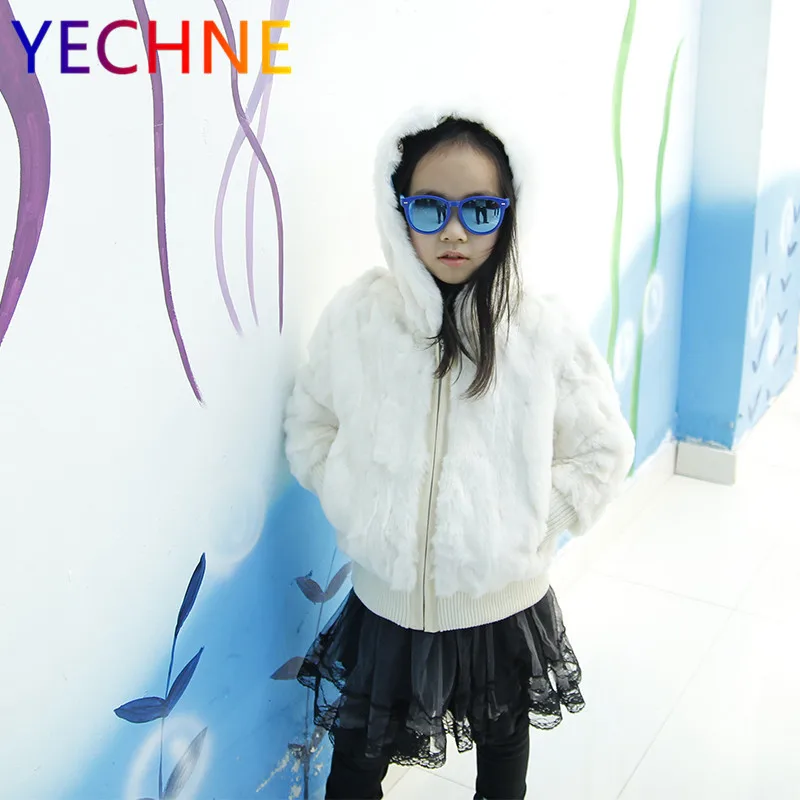

YECHNE 2018 Autumn And Winter New Children's Fur Coats Girls Thick Warm Coat Rabbit Fur Solid Baby Cotton Jacket