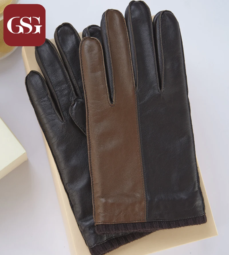 GSG брендовые зимние перчатки из натуральной кожи мужские черные модные теплые