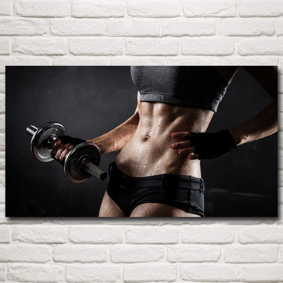 

Dumbbells Sweat Sports Fitness Model Quote Motivational Modern Poster Silk Print Painting Wall Art Gym Room Decoration Pictures