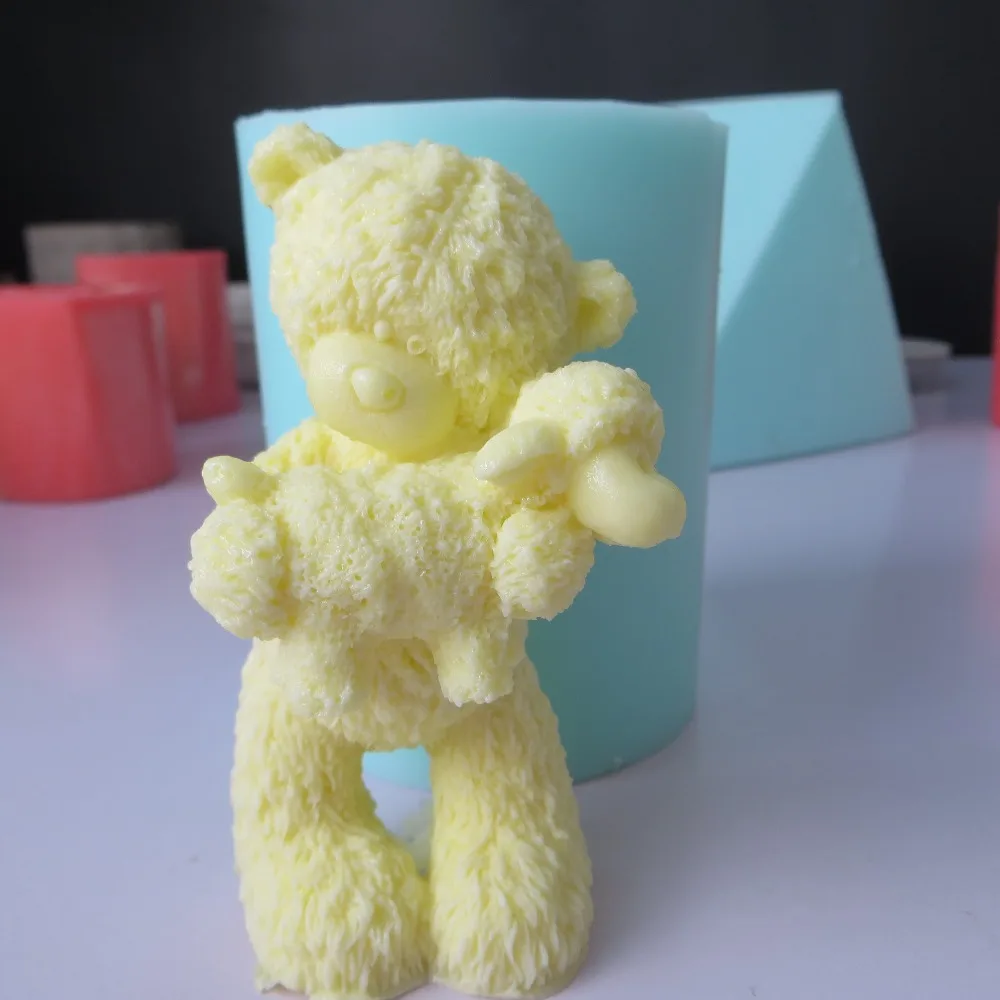 Силиконовая форма для мыла 3d Медведь с овечкой силиконовая форма помадка форма шоколадный мусс формы для торта свеча Арома камень