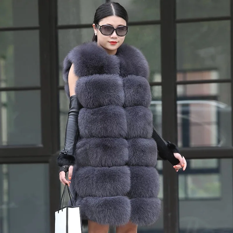 2021 натурального меха лисы длинное платье-майка для девочек новые модные 100%