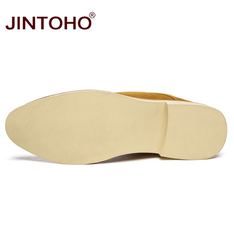 JINTOHO 2018 Новая мужская зимняя обувь модные мужские замшевые ботинки из свиной кожи