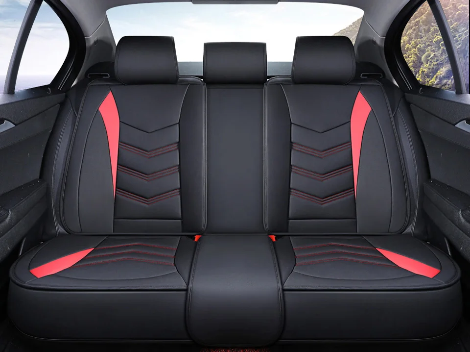black-red rear Абсолютно новая подушка для сиденья автомобиля, приятная на ощупь, универсальная, супер-волоконная, тонкая, искусственная кожа, подседельная подушка, чемодан - Название цвета: black-red rear