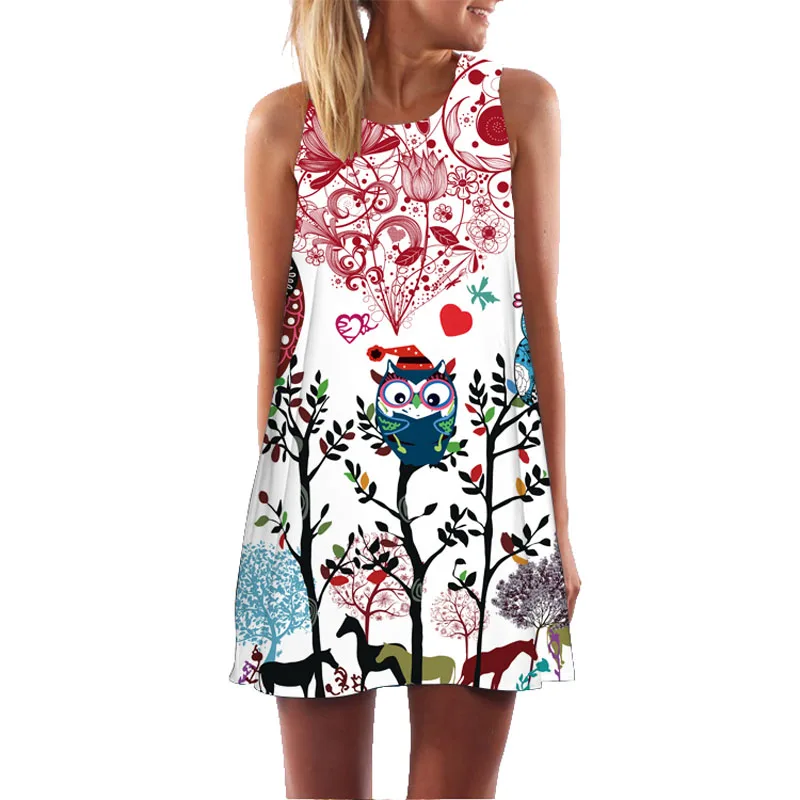 Женское платье без рукавов ECOBROS повседневное свободное в этническом стиле с