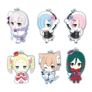 Ремешок для ключей Rezero из аниме Эмилия Рем Рам Беатрис Феликс, резиновый брелок для зимнего костюма, Re:Zero kara Hajimeru Isekai Seikatsu