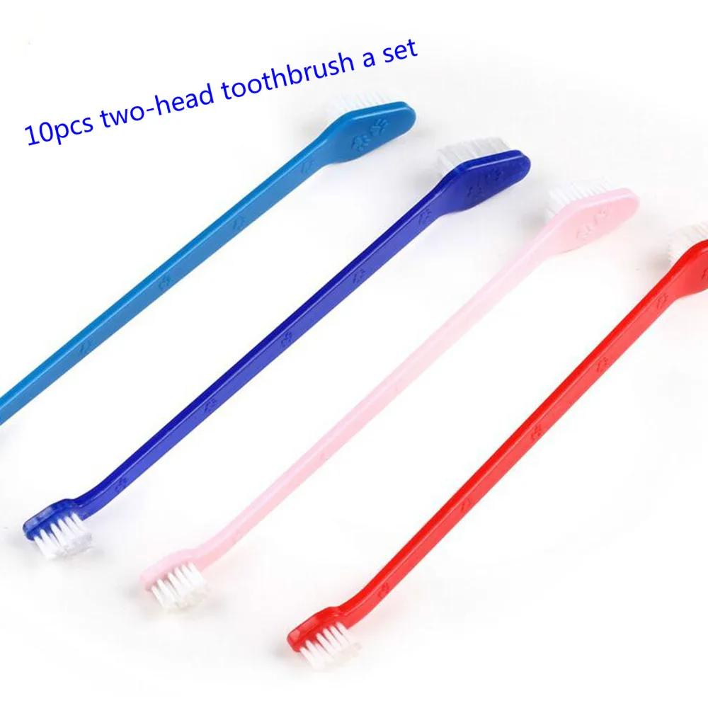 

10 PCS a set! pet dog puppy cat Double toothbrush 10 PCS toothbrush