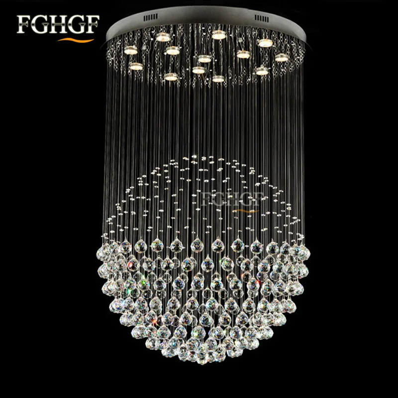 Лампа круглой формы Роскошная Современная хрустальная люстра освещение для зала
