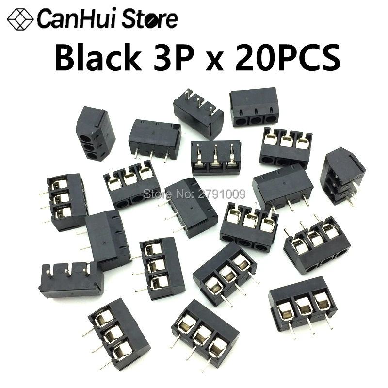 20 шт. KF301-2 P 3 P винт 5,0 мм клеммный блок 2 Pin 3 Pin pcb клеммный блок соединитель синий, зеленый, красный и черный выбор