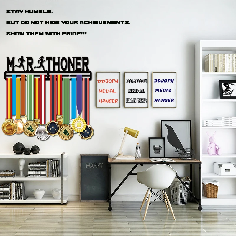 

Marathon medal holder Metal medal hanger for marathon Sport medal display rack hold 30+medals matte black
