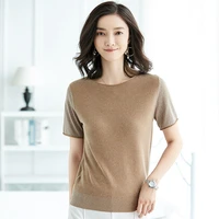 womens sweater worsted short sleeve slash neck lady top for winter fall all match pullover