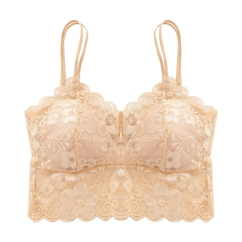 Skin Для женщин сексуальное женское белье корсет кружево Цветочные Bralette бюстгальтер ультратонкие майки-ками кружевное бел - Цвет: Skin