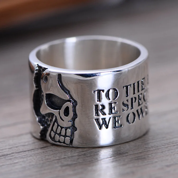

925 Sterling Silver Jewelry Vintage Silver Skull smooth new men's rings