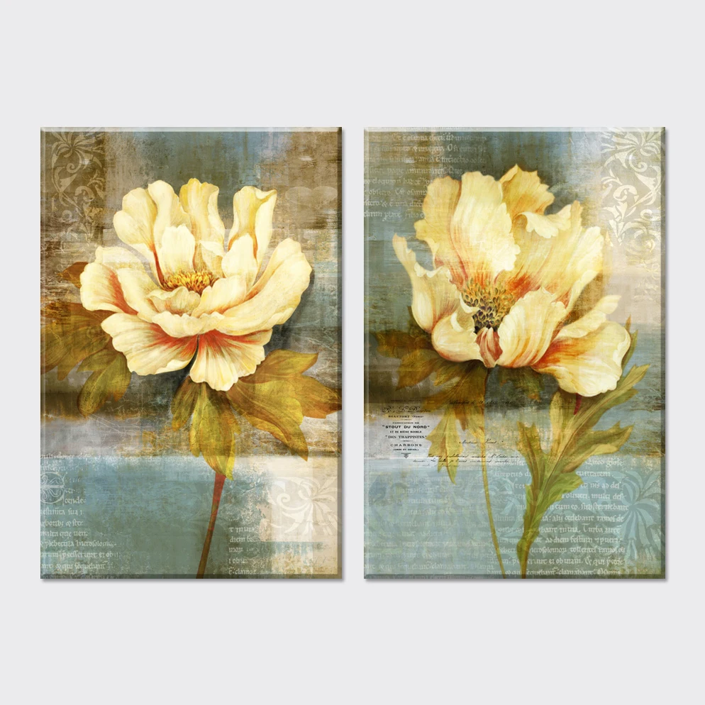 Настенная картина 2 предмета винтажный Декор для дома цветы масляная живопись