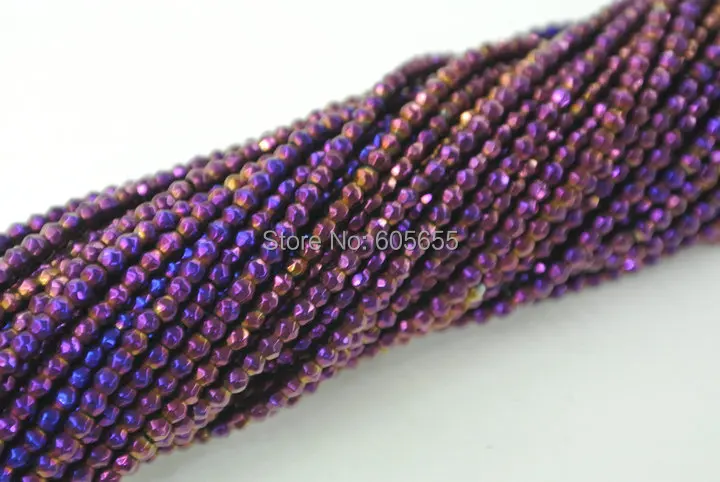 

Purple Color Electroplating Faceted Hematite 2mm Round Seed Beads Fashion Jewelry necklace making