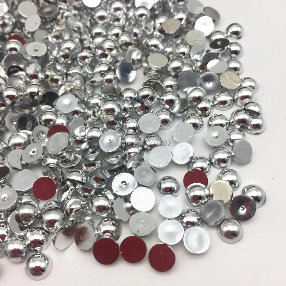 

1000pcs 6mm Silver Shiny Resin Flatbacks Craft Diy Crafts Decorations Half Round Embellishments For Nail Scrapbooking Cardmaking