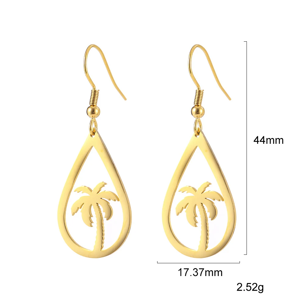 TD Gold Palm Tree My shape, пляжные, кокосовые пальмы, полые, массивные серьги, нержавеющая сталь, Летний стиль, свисающие серьги, аксессуары для ушей, новинка - Окраска металла: TD Gold Palm Tree
