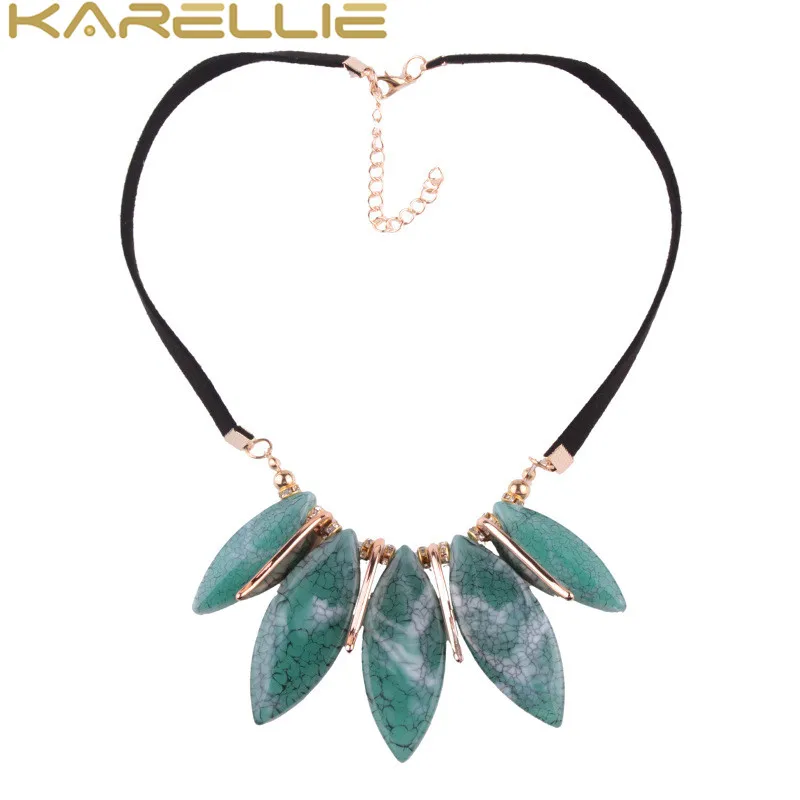 Karellie Новая мода макси смолы кожаный цепи колье Цепочки и ожерелья для Для женщин