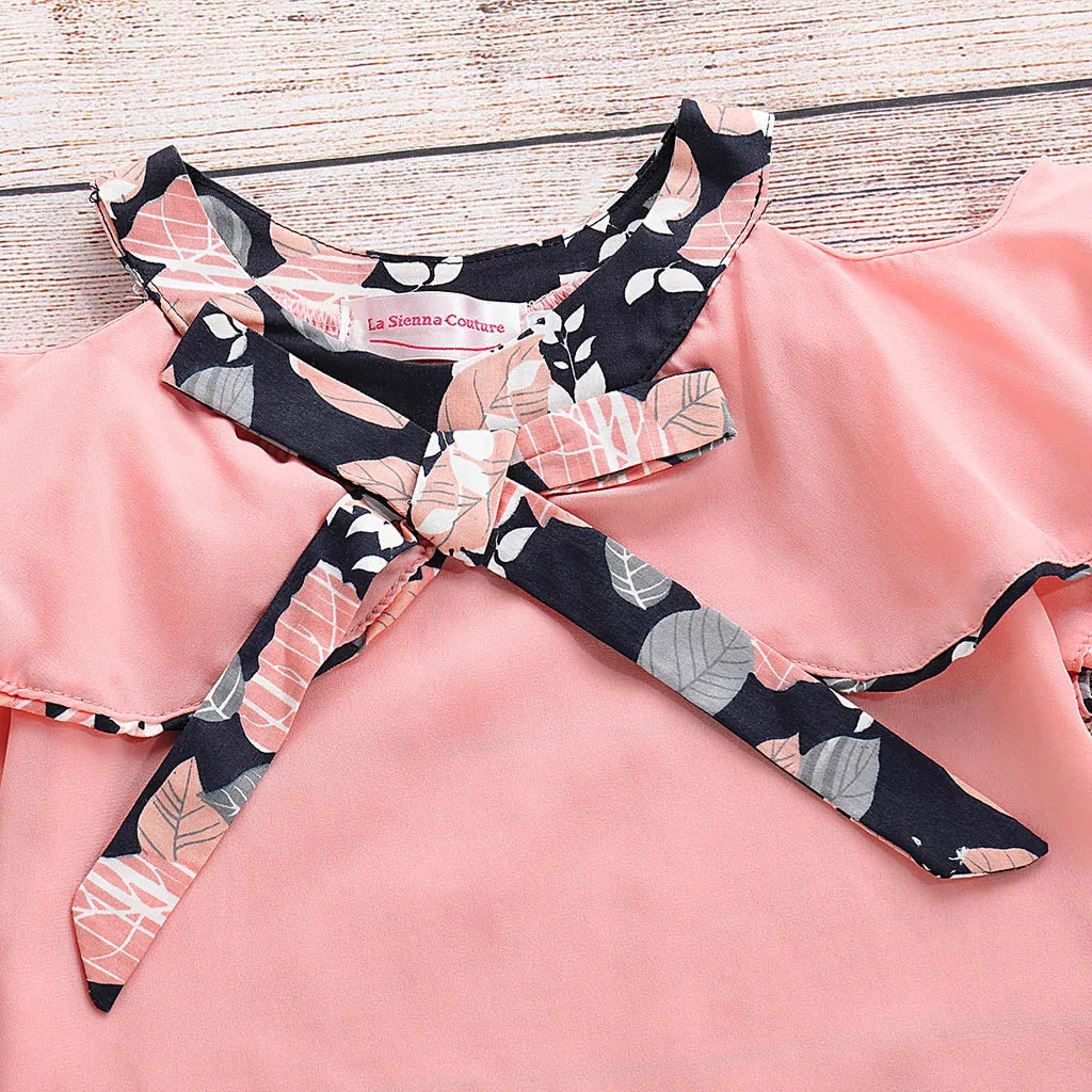 Одежда для маленьких девочек коллекция 2019 года Детские комплекты модные топы с